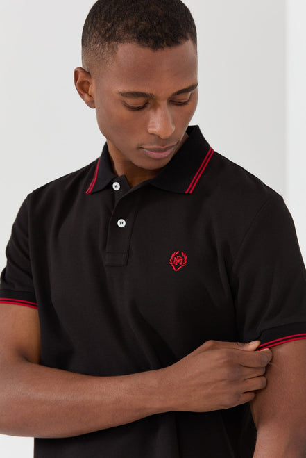Nouvel Pima Cotton Basic Polo - Black