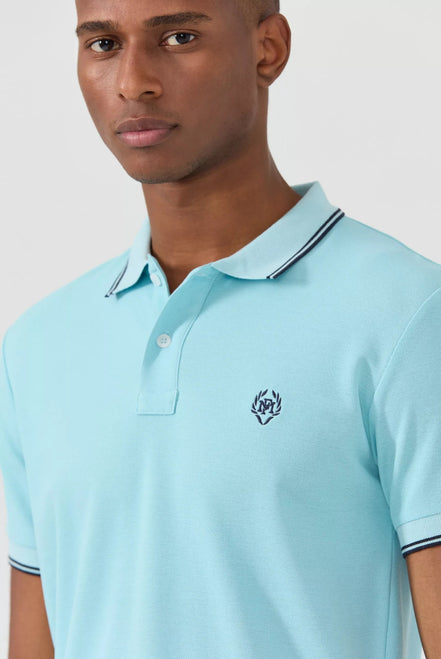 Nouvel Pima Cotton Basic Polo - Ice Blue
