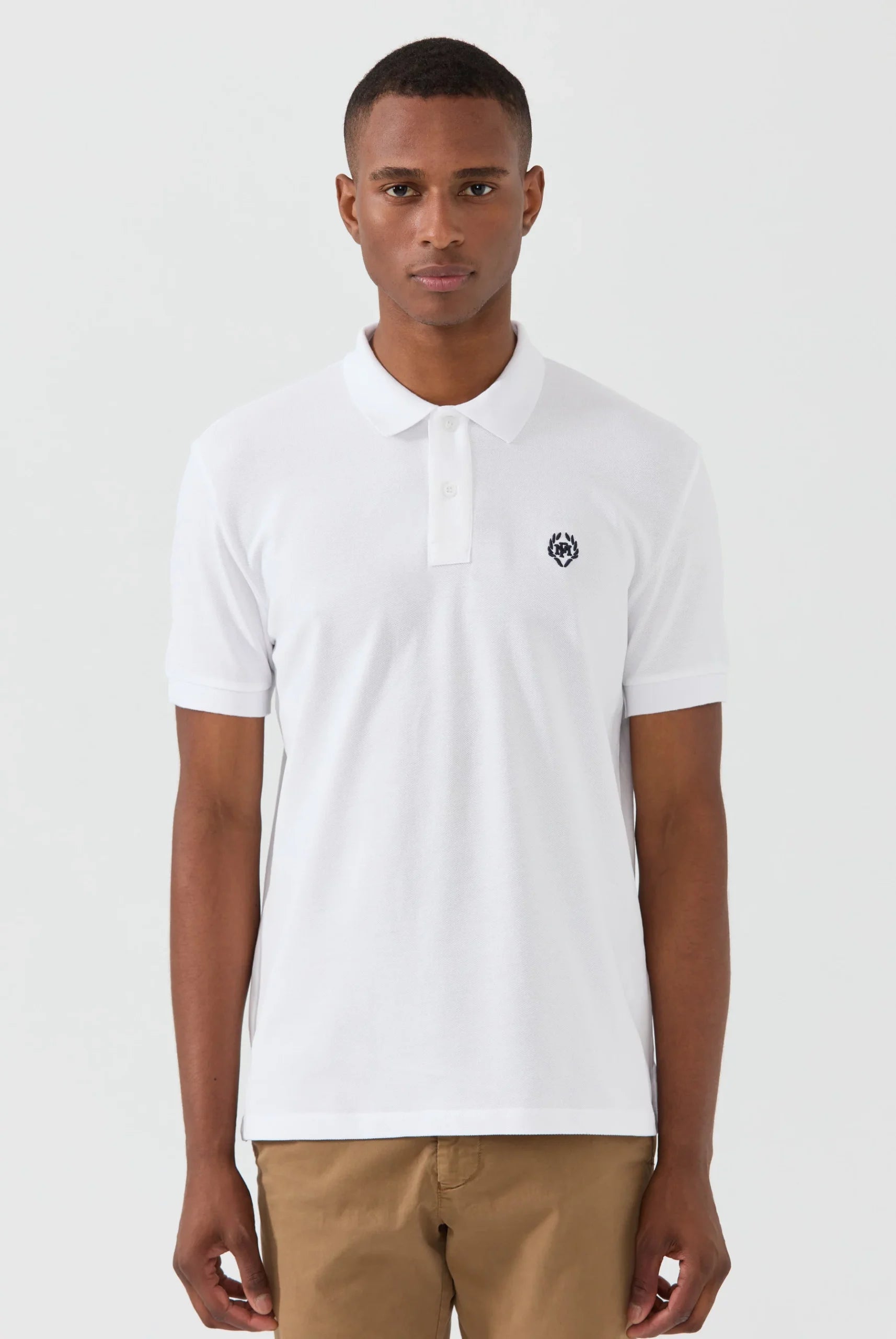 Pierre Pima Cotton Basic Polo - White