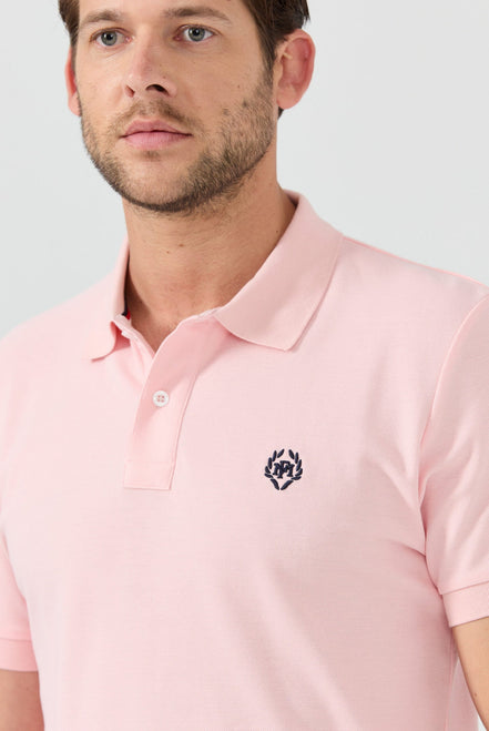 Pierre Pima Cotton Basic Polo - Pink