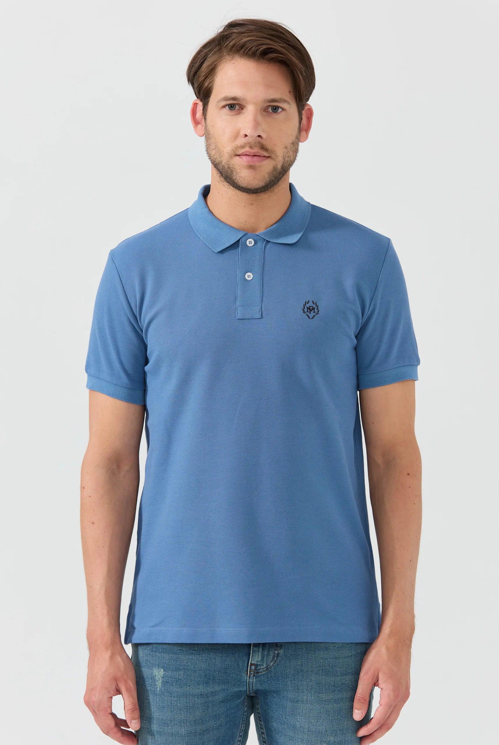 Pierre Pima Cotton Basic Polo - Indigo
