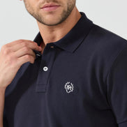 Pierre Pima Cotton Basic Polo - Navy