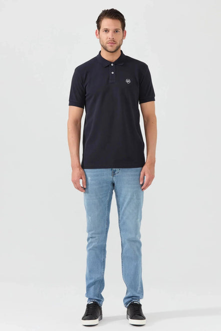 Pierre Pima Cotton Basic Polo - Navy