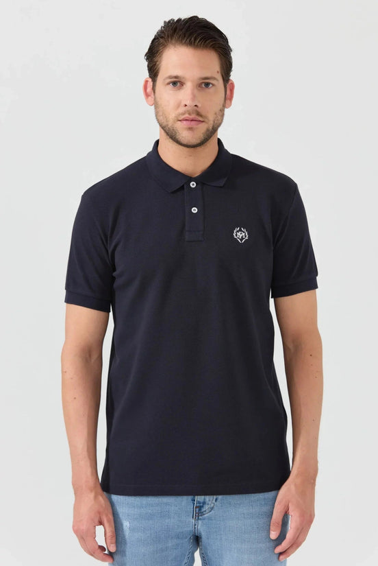 Pierre Pima Cotton Basic Polo - Navy
